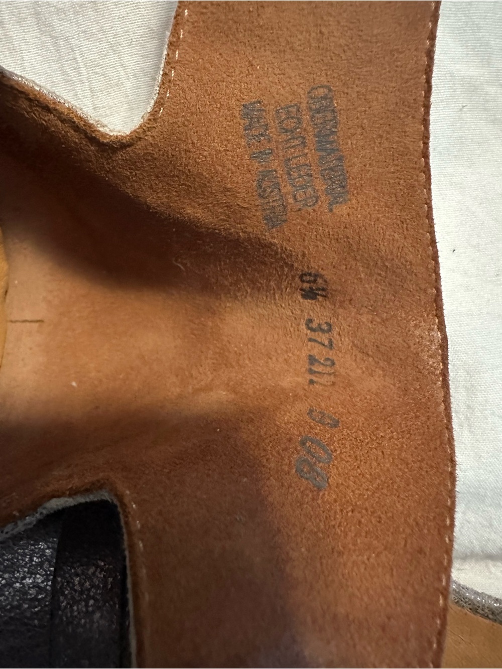 Paul Green Coco Smoke Metallic Leather Taupe Ankle-Strap Sandal Wooden Heel Sz 8 - Picture 10 of 10